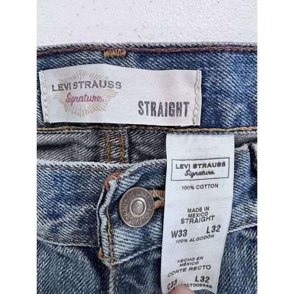 Levi Strauss Signature Men's 33 X 32 Relaxed Straight Denim Jeans Riding Cowboy - Picture 6 of 10